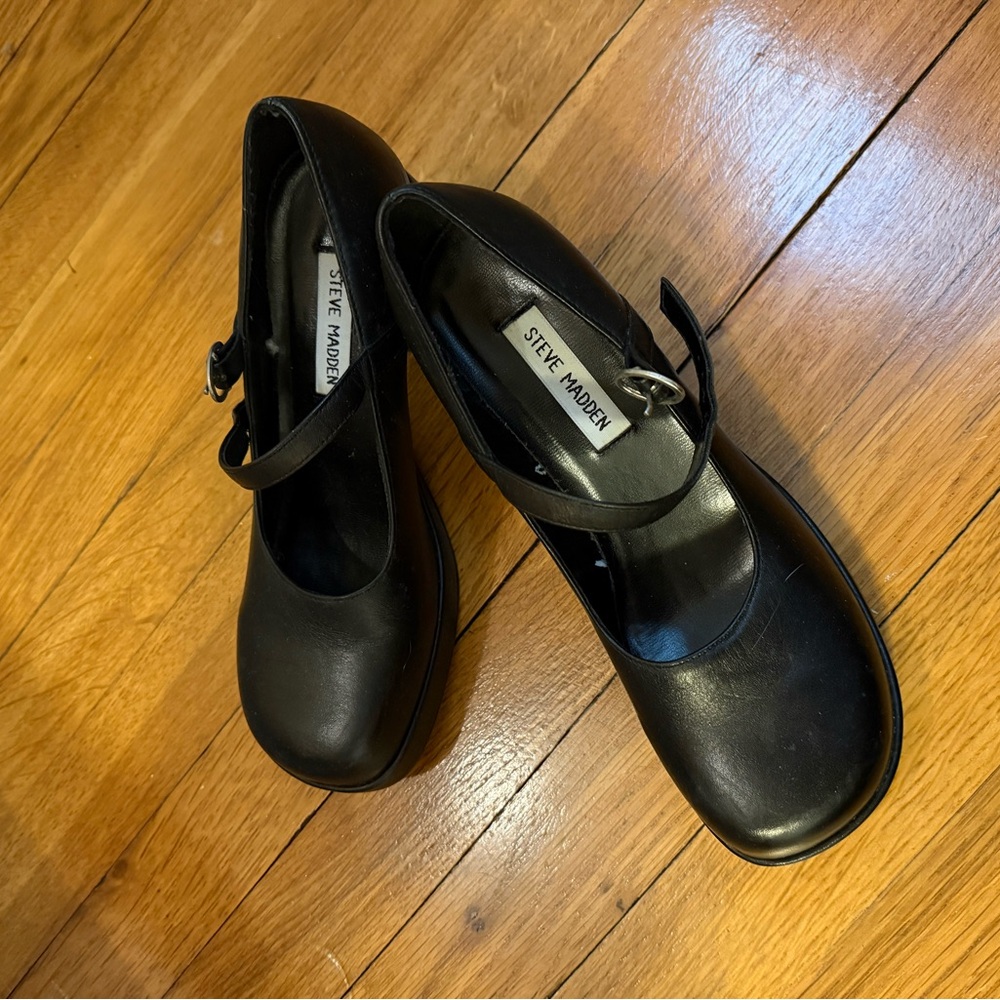 Steve Madden Black Mary Jane Platform Shoes